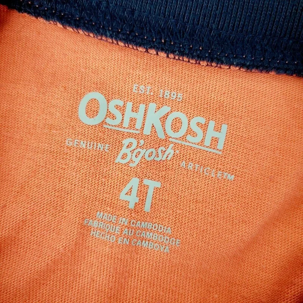 Oshkosh B'Gosh Boys Shark Shirt Orange‎ Crewneck Size 4T